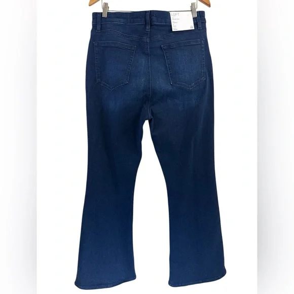 LOFT Curvy High Rise Slim Flare Jeans in Dark Wash Size 32/14 NWT - Picture 5 of 16